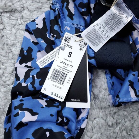 Adidas Techfit Camo 7/8 Leggings Silver Dawn Blue Fusion Women's Size Small - Picture 4 of 8